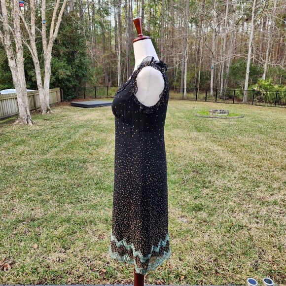 ANNA SUI | ANTHROPOLOGY 100% Silk Polkadot Midi Dress Size 2 Ruffle Sleeveless - Picture 6 of 14